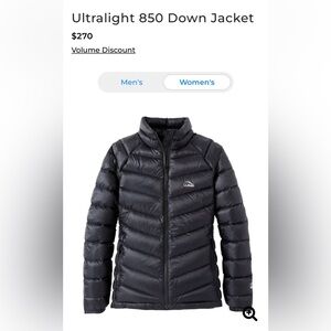 L.L. Bean Ultra Light 850 Black Down Jacket with Pertex Quantum